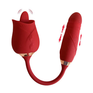 Thrusting Rose Tongue Vibrator